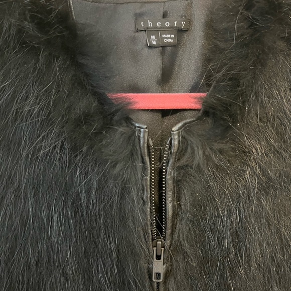 Theory Fur Leather Vest NEW Sz. M - Picture 2 of 3